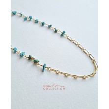 MoM's Collection Carmen Firuze Taşlı 14K Altın Kaplama Kolye