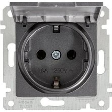 Mutlusan Rita Mekanizmalı Tuş Kapaklı Topraklı Priz Füme