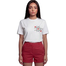 Color Luxe ''love Game'' Xox Baskılı %100 Pamuk Rahat Kesim Premium Kadın Tişört
