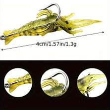 Genel 5 x 4 cm Fosforlu Iğneli  Silikon Karides Sarı Suni Balık Olta Yemi