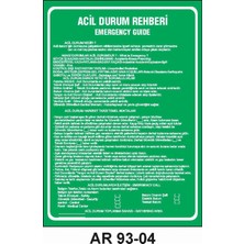 Outdoor One ACİL DURUM REHBERİ EMERGENCY GUIDE İŞ GÜVENLİĞİ UYARI LEVHASI 1 ADET PVC 21 X 29CM
