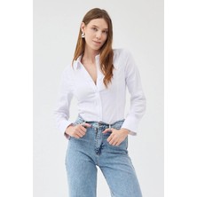 Mery Mery Boutique Kadın Slim Fit Dar Kesim Poplin Gömlek