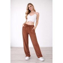 Hazel Kadın Kahverengi Keten Karışımlı Bol Kesim Pantolon