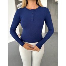 Bejna Kadın Yakası Düğmeli Modal Dokulu Bluz