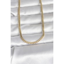 Clariss cm 14K Gold Renk Yassı Ezme Zincir Model 60 cm Kadın Kolye