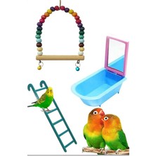 Hepta Collection Petistera Muhabbet Kuşu Oyuncak Seti (Salıncak-Aynalı Küvet-Merdiven)