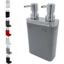 Delixa Primanova Viva 2'li Sıvı Sabunluk, ‎6 x 12.5 x 22 Cm, Gri (M-E11-07)