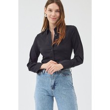 Mery Mery Boutique Kadın Slim Fit Dar Kesim Poplin Gömlek