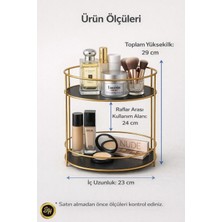 Snow Homs 1-Adet Banyo Kozmetik Takı Düzenleyici Çok Amaçlı Organizer 2 Katlı Sunum Tepsisi Ikramlık Gold