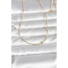 Clariss cm 14K Gold Renk Yılan Zincirli Damla Topçuk Model 60 cm Kadın Kolye