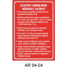 Outdoor One Talimatlar Uyarı Levhaları ELEKTRİK YANGINLARINA MÜDAHALE TALİMATI İŞ GÜVENLİĞİ UYARI LEVHASI 3 1 ADET PVC 21 X 29CM