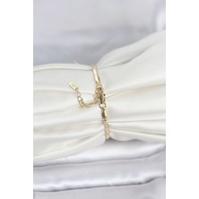 cm 14K Gold Renk Yassı Zincir Model Kadın Bileklik - Bamido