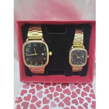 Mumicemum Sevgililere Özel Çelik Kordonlu Kol Saati 2 Adet Kutulu