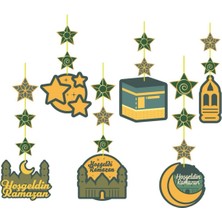 Allians 6'lı Makaron Seri Ramazan Hoşgeldin Süs Seti Yeşil-Gold