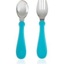 Delixa Babyjem Paslanmaz Çelik Çatal Kaşık Seti Turkuaz