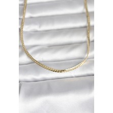 Pazarcan cm 14K Gold Renk Yassı Zincir Model 45 cm Kadın Kolye