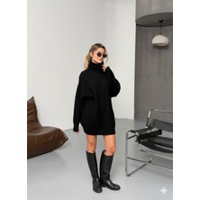 Bejna Kadın Balıkçı Yaka Oversize Triko Kazak