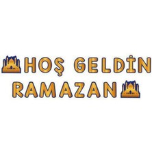 Allians Hoş Geldin Ramazan Yazısı Gold Mavi 250 Cm, Özel Dekoratif Ürün