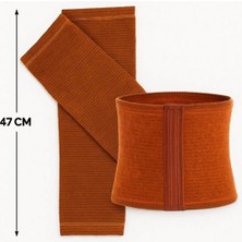 Özbience Sıcak Tutan Uzun Kışlık Deve Tüyü Yün Dizlik Bel Korsesi 2'li Set