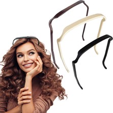 Braventa Collection Kadin 3'lü Gözlük Efekti Veren Taç Siyah, Kahverengi,krem Set, Kadın Çocuk Mandal Toka Xl