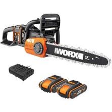 Braventa Collection Worx 40 V Akülü Zincirli Testere WG384E, 2 x 2,0 Ah, Powershare, Fırçasız Motor, Aletsiz Zincir Germ
