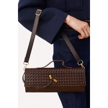 World Star Kadın Kahverengi Örgü Model El ve Omuz Çantası