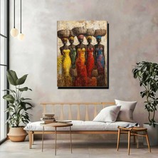 Artprinta Etnik Afrikalı Kadınlar Kanvas Tablo – Renkli Elbiseli Figürlü Duvar Dekoru