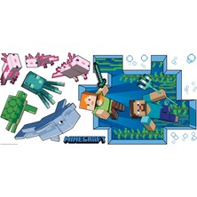 Braventa Collection Roommates RMK5005GM Minecraft Dev Soy ve Yapıştır Duvar Çıkartması, Mavi, Pembe, Yeşil