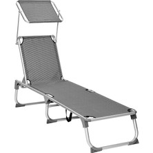 Braventa Collection Songmıcs Ayarlanabilir ve Katlanabilir Gölgelikli Şezlong, 55X193X31 Cm, Koyu Gri, GCB19WGV1