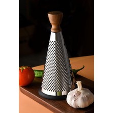 Braventa Collection Meturas Ahşap Saplı Modern Paslanmaz Çelik Koni Rende 24 x 12 cm