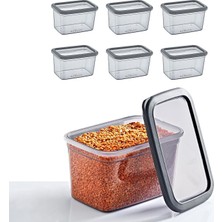 Braventa Collection Smartware 6'lı Set Skali Dikdörtgen Saklama Kabı Antrasit 1210 ml
