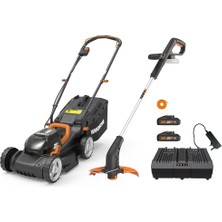 Braventa Collection Worx WG927E 40VOLT 2.0AH. Li-Ion 34CM Profesyonel Şarjlı Çim Biçme + WG157E.9 20VOLT 25CM Misinalı Ç