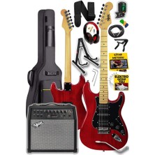 Braventa Collection Midex RPH-40RD-50AMP 50W Şarjlı Bt Amfili Elektro Gitar Seti Hsh Manyetik Maple Klavye