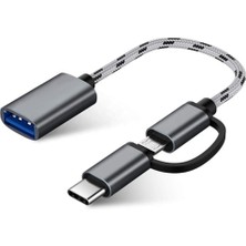 Braventa Collection Alfais 4901 USB 3.0 Otg To Type-C Micro USB Data Şarj Çevirici Dönüştürücü Adaptör