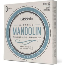 Braventa Collection D'addario EJ73 Mandolin, Fosfor Bronz, Hafif Gerilim, 10-38, 3 Set