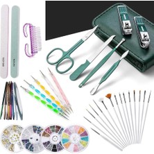 Braventa Collection Aksesuarcı Süper Set 6in1 Çantalı Paslanmaz Çelik Profesyonel Manikür Pedikür Seti ve 37 Parça Nail