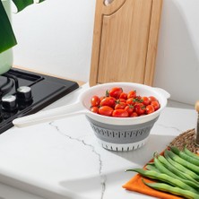 Braventa Collection Porsima 804 Çok Amaçlı Katlanabilir Saplı Yıkama Süzgeci - Akordiyon Pirinç Meyve Sebze Leğeni 3 L