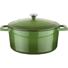 Braventa Collection Lava Metal Döküm Yuvarlak Tencere, 24 Cm, Yeşil
