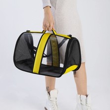 Braventa Collection Bypet Kedi Taşıma Çantası Şeffaf Seyahat Evcil Hayvan Çantası Büyük Boy Şeffaf Astronot (Sarı)