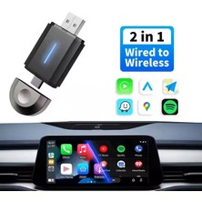 Azurtech Tak Çalıştır Kablosuz Apple Carplay & Android Auto Mini USB Adaptörü Taşınabilir Bluetooth Wifi