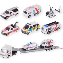 FRY 10 Parça Araç Taşıyan Tır Seti - Die Cast - DS047 - Ambulans (Lisinya)