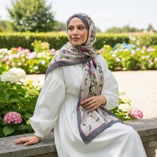 Revam Collection Retro Desen Pamuk Şal Krem Siyah