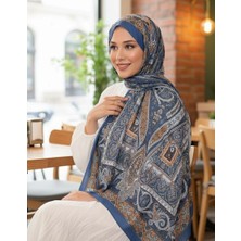 Revam Collection Etnik Desen Pamuk Şal Mavi