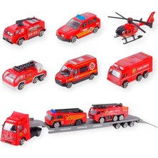 FRY 10 Parça Araç Taşıyan Tır Seti - Die Cast - DS047 - Itfaiye (Lisinya)