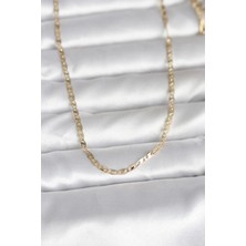 Solenya cm 14K Gold Renk Yassı Zincir Model 60 cm Kadın Kolye