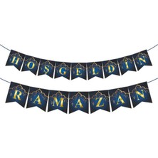 Allians Yaldızlı Ramazan Yazısı, 2.5m Zikzak Banner, Lacivert Bayram Süsü