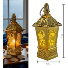 Allians 10X4 cm Altın Renk Mika Ramazan Kandili Gün Işığı LED Fener 1 Adet