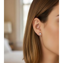 Hoolya Design Xuping Zirkon Taşlı 4mm Gümüş Renk Tek Taş Çelik Küpe