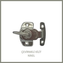 Adilon Çevirmeli Kilit Galvanizli Sürgülü Kapı Kilidi, Nikel