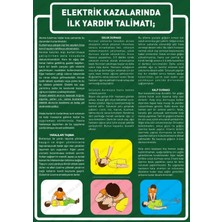 Outdoor One ELEKTRİK KAZALARINDA İLK YARDIMİŞ GÜVENLİĞİ UYARI LEVHASI 1 ADET PVC 21 X 29CM